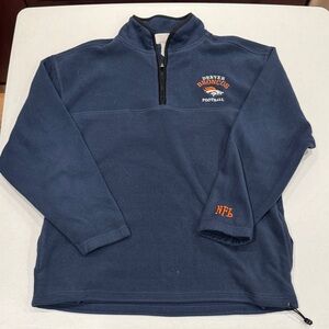 VINTAGE Denver Broncos Men's Navy 1/4 Zip Pullover Sweater